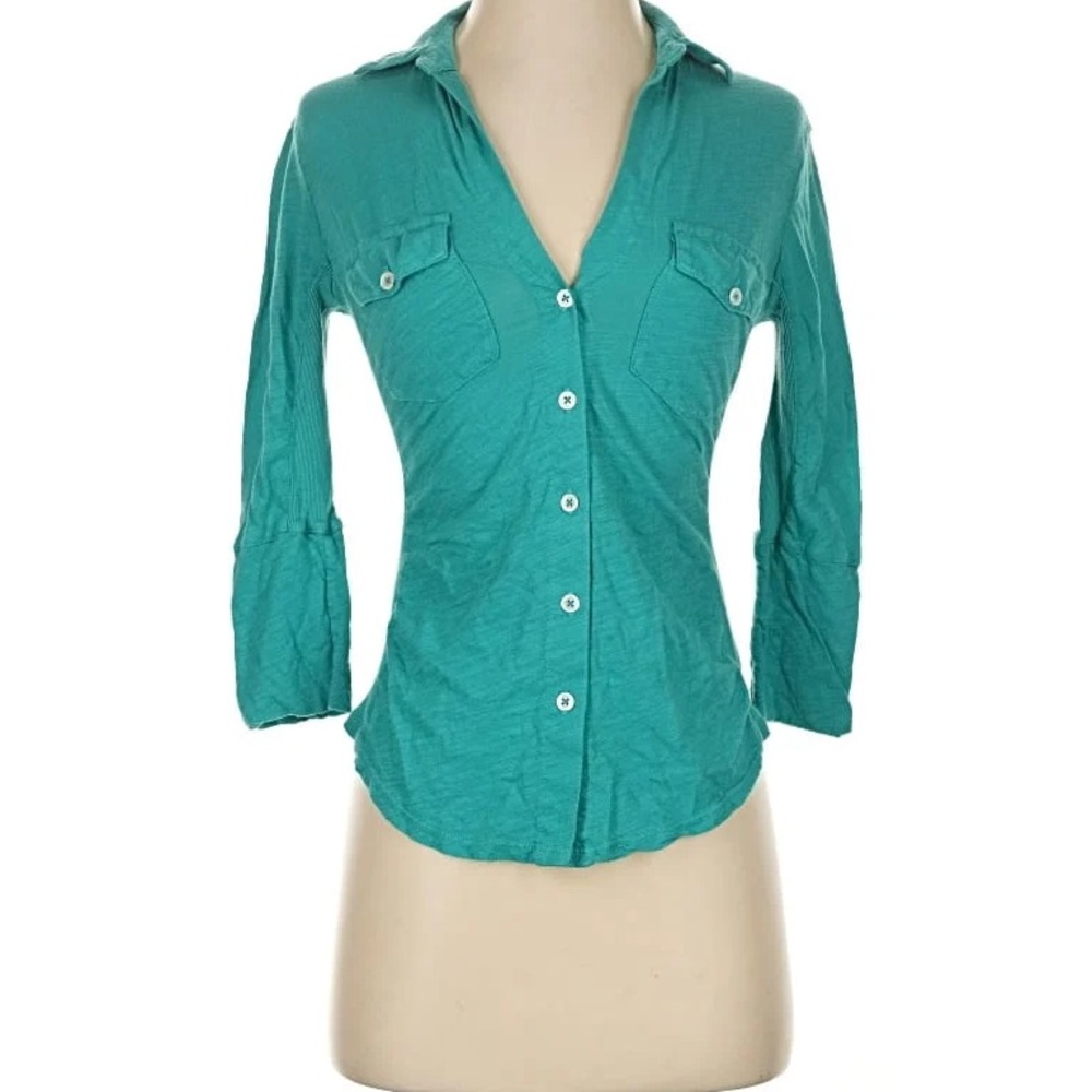 James Perse Teal Button-Up Women's Top